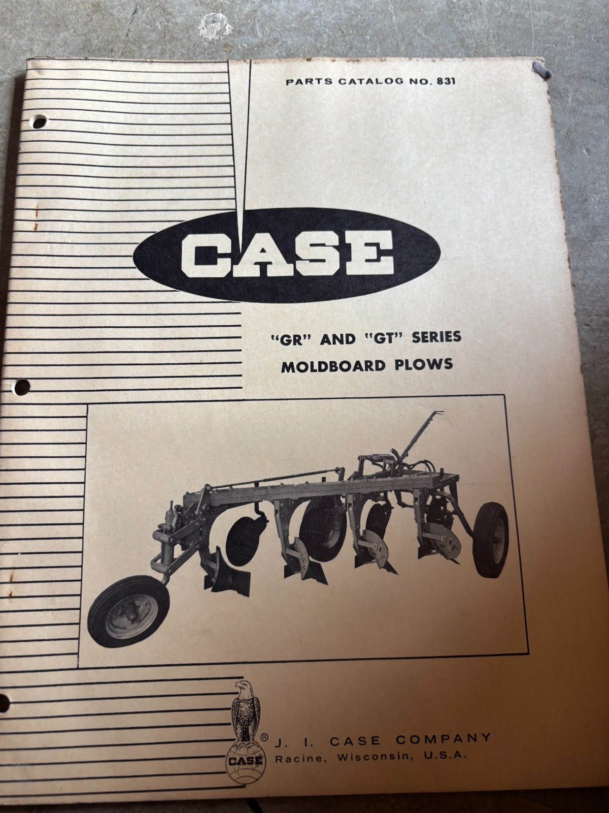 Case Tractor Model GR GT Moldboard Plow Parts Book Manual AMIL26