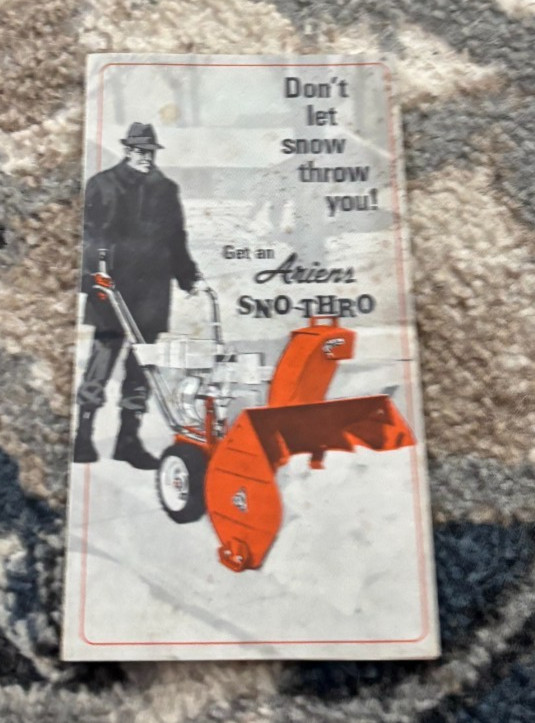 Ariens Sno-Thro Snowblowers For 1966 Pocket Brochure DCPA26
