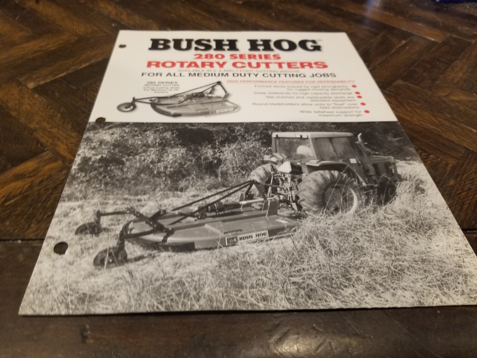 BUSH HOG Sales Brochure 2 Pages Rotary Cutters 280 Series 285 286 287
