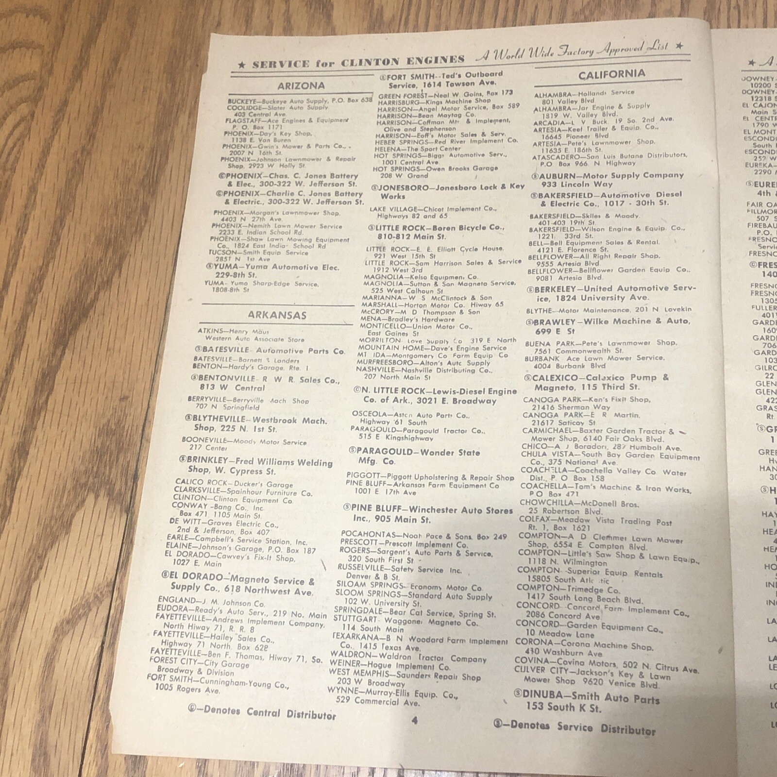 VTG 1953 Authorized Clinton Service Directory Precision Engines Machine Co.