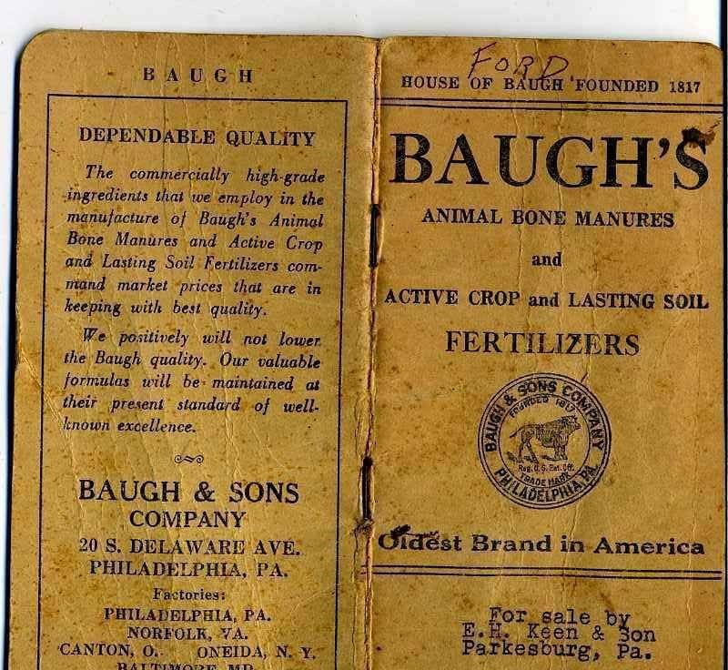 1946 BAUGHS ANIMAL BONE MANURES ACTIVE CROP FERTILIZERS