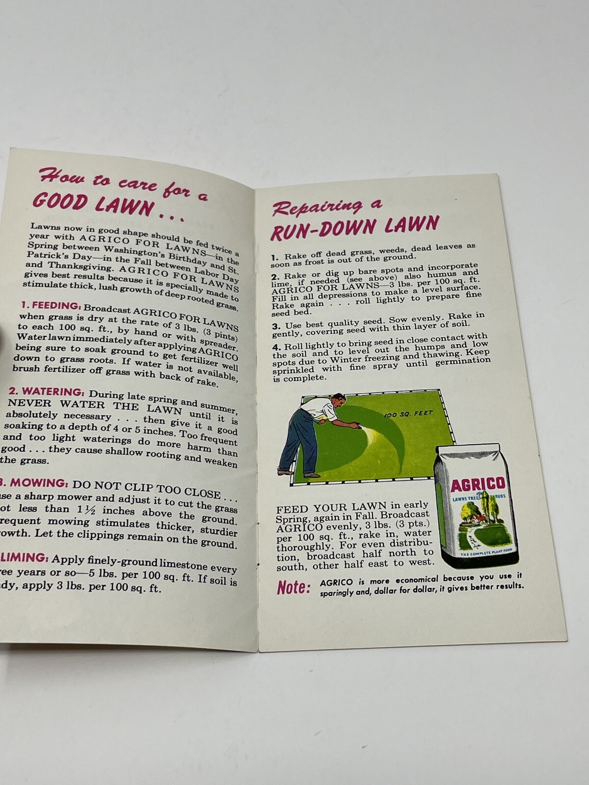 Beautiful 1940s Agrico Fertilizer Brochure – Lawn & Garden – Bold Color
