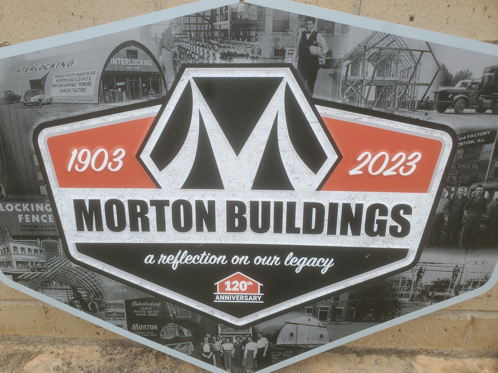 25-1/2&Prime; X 19&Prime; Metal Sign Morton Buildings 120th Anniversary 1903-2023 Farm Decor