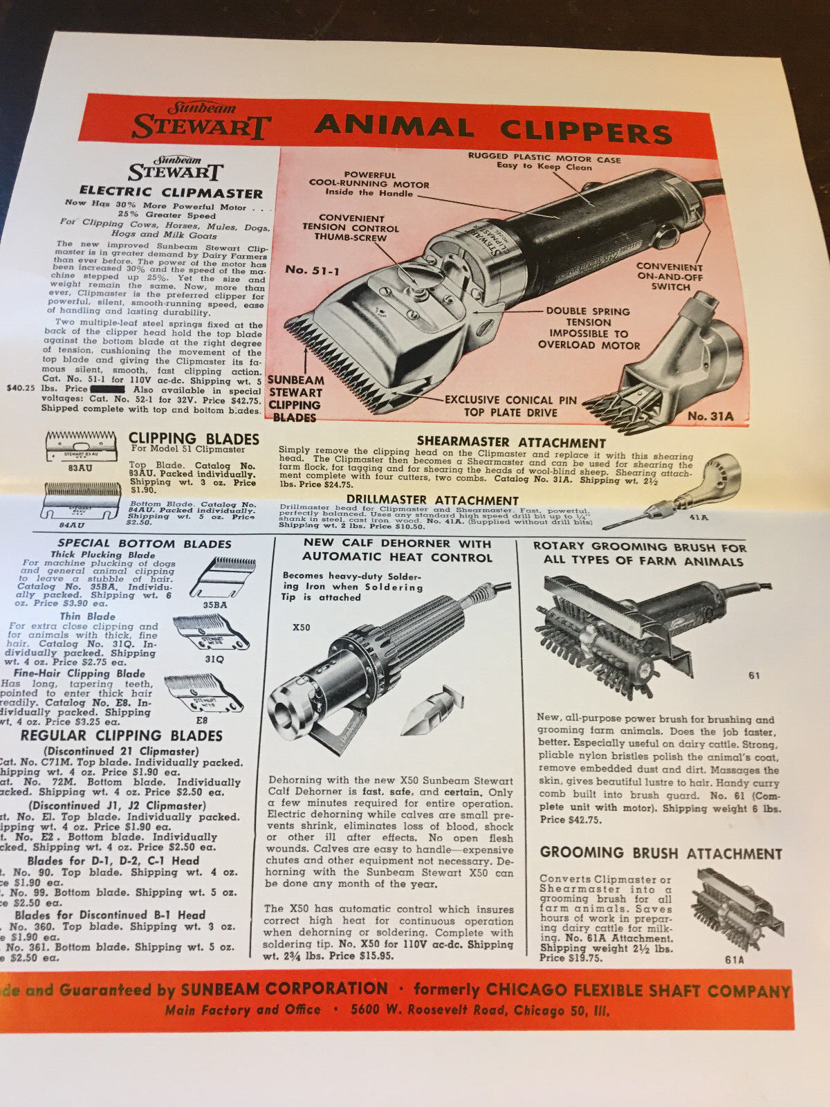 Sunbeam Stewart Shearing Equipment, 1955, Brochure, Letter, Price list