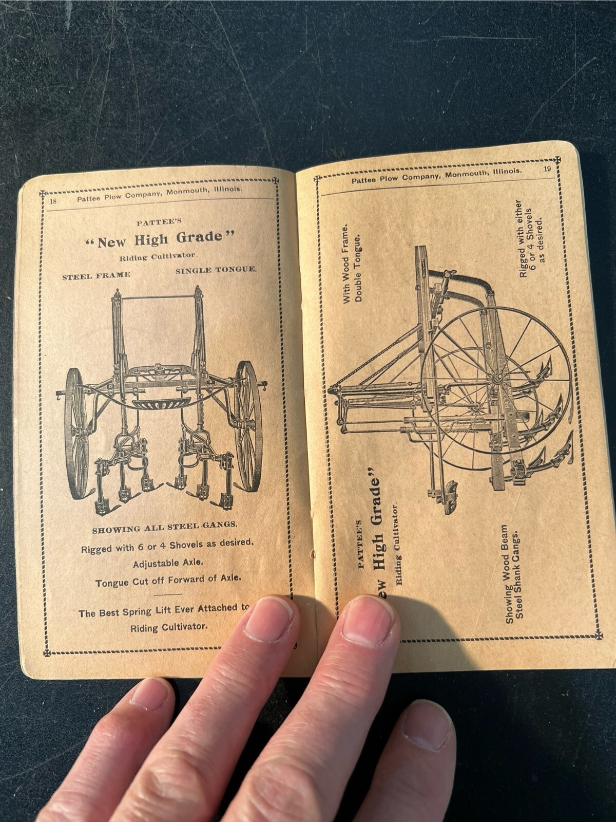 1900-1901 2 Horse Walking Cultivator booklet, PATTEE PLOW Co. Monmouth IL