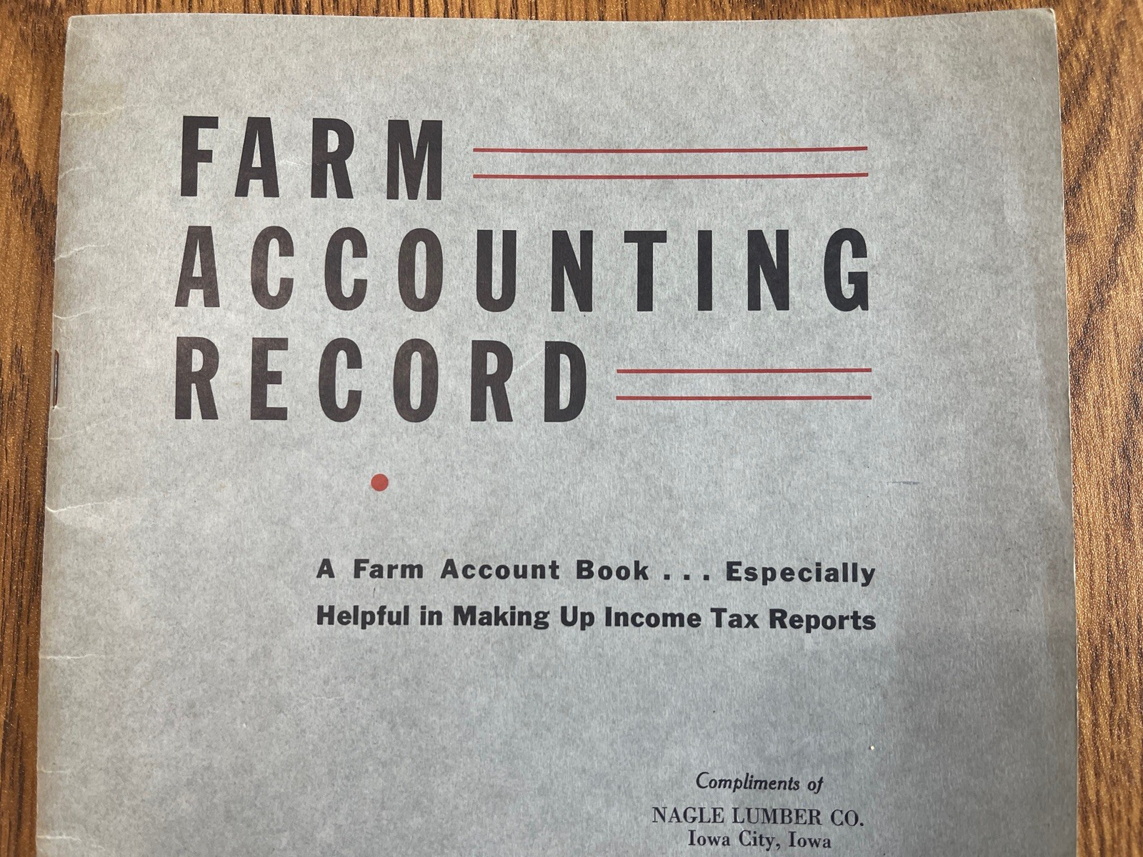 VTG Iowa City Nagle Lumber Advertising Farm Accounting Record Book Keystone