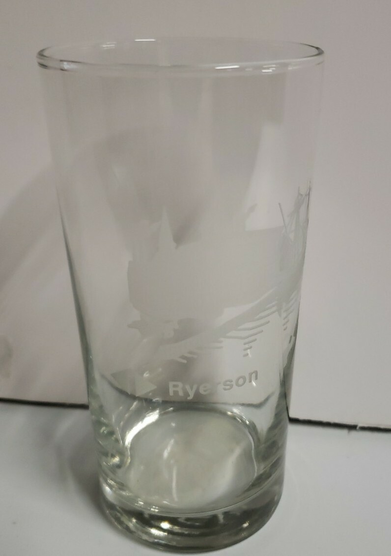 RARE NEW Inland Steel Logo Ryerson Ship, Company Building Etc Acid Etched Glass