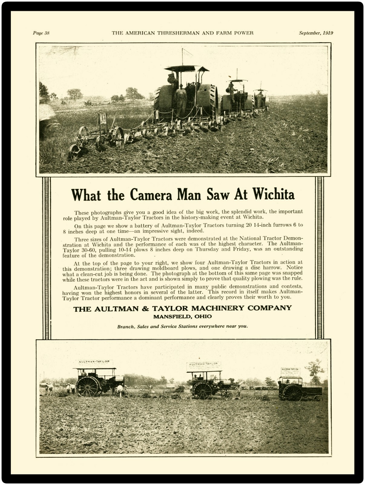 1919 Aultman Taylor New Metal Sign: Tractor 30-60, Large Size: 12 x 16&Prime;