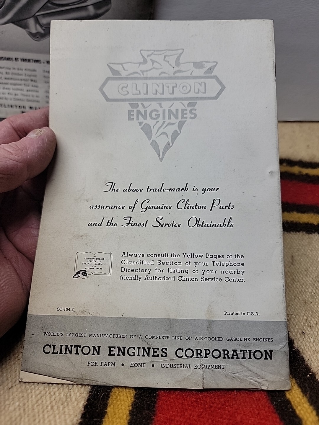 Clinton Engine Sales and Service Handy Guide Brochure + 2 Clinton Brochures/1123