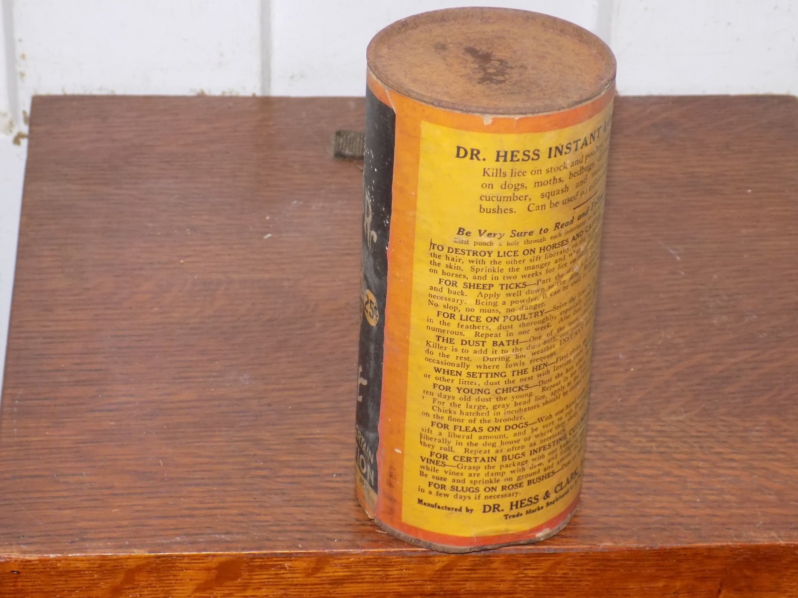 Vintage Dr. Hess Instant Louse Killer 1 Pound EMPTY Container