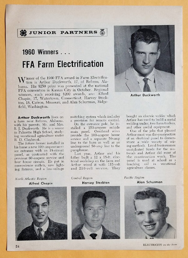Original 1961 FFA Article Features Arthur Duckworth of Reform, Alabama