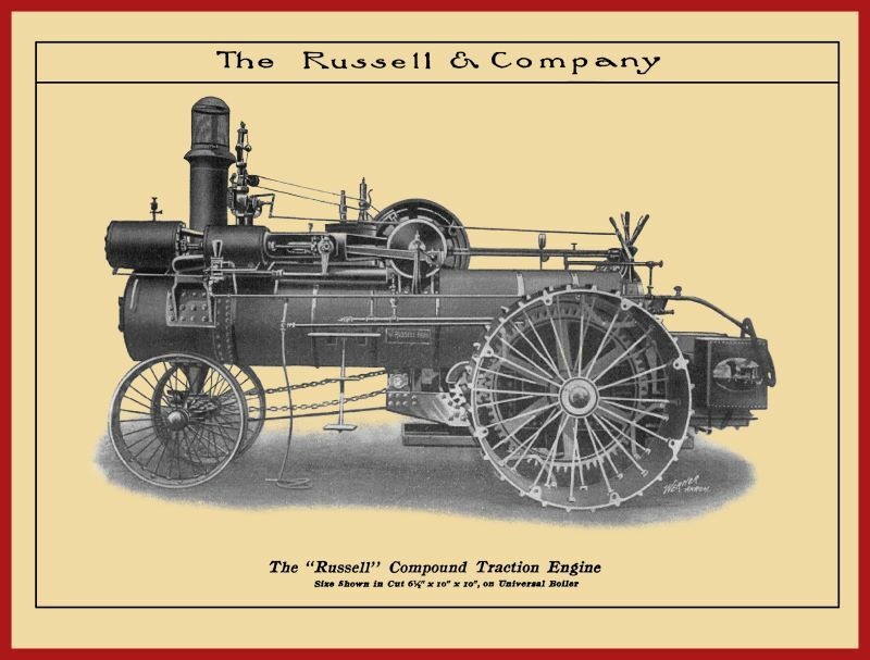 1908 Russell Compound Steam Traction Engine NEW Metal Sign: Massillon, OhiO