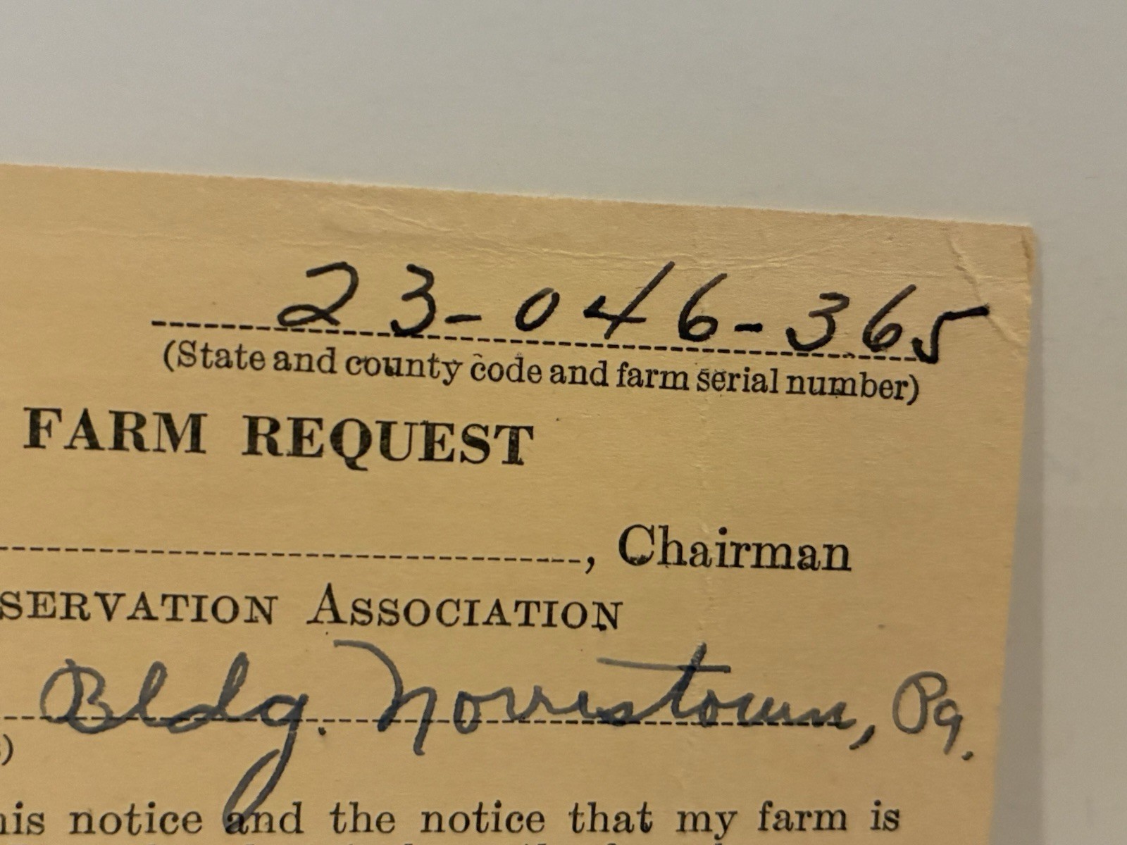 Vintage 1940 US Department Of Agriculture WHEAT ALLOTMENT FARM REQUEST Form