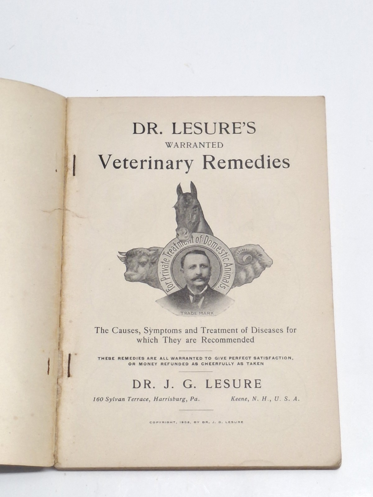 Dr Lesure&rsquo;s Famous Veterinary Remedies Farm Brochure Catalog Keene NH 1908 Rare