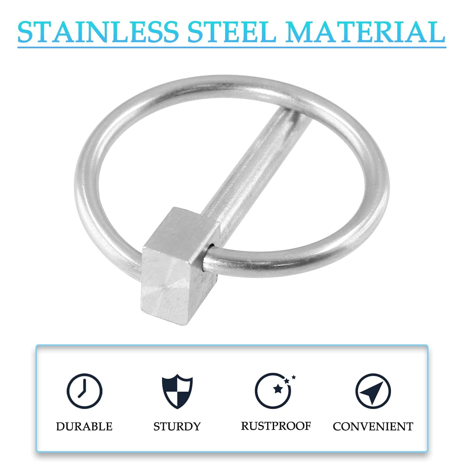 2 Pcs Heavy Duty Lynch Pin, Stainless Steel 3/16&Prime; X 1-1/4&Prime; Linch Pin with Ring f