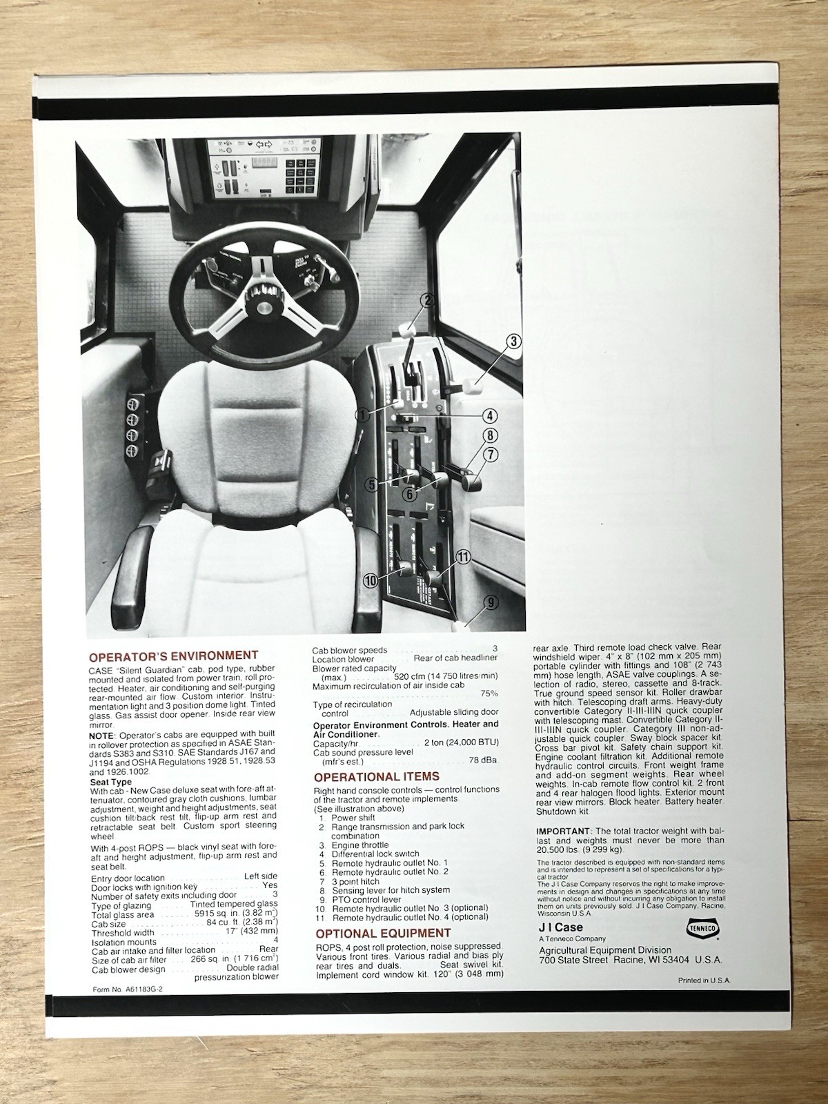1980s JI Case Model 2394 Tractor (160 PTO HP) – Original 4 Page Dealers Brochure
