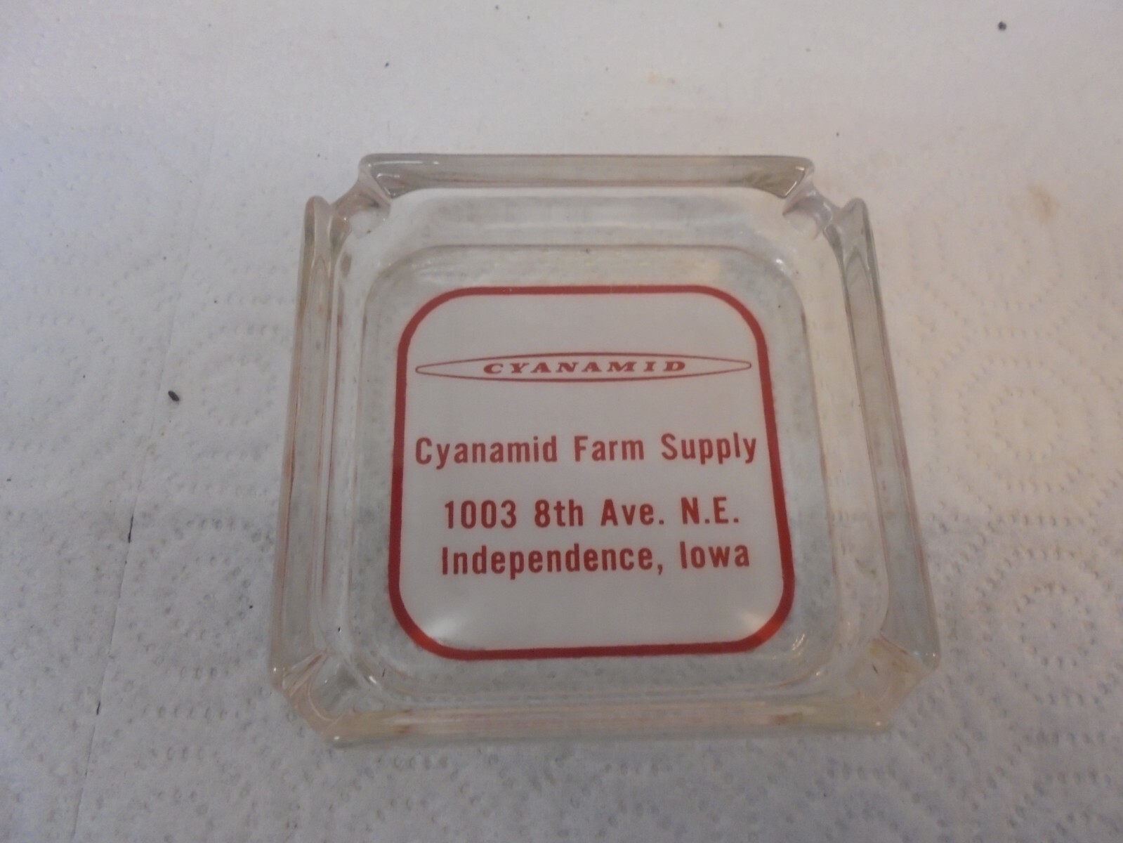 glass ashtray cynamid farm supply independence iowa