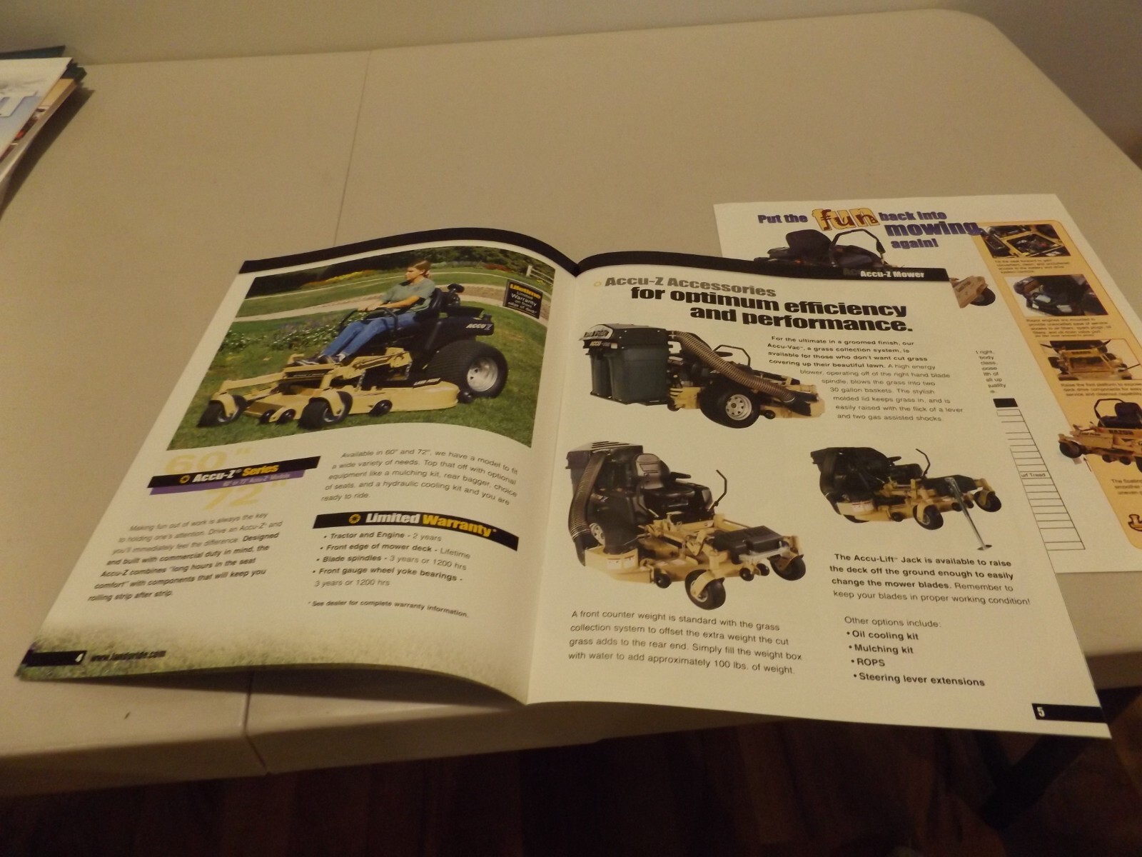 2-pc. LAND PRIDE RIDING MOWERS Accu-Z, Accu-Z RAZOR, LIT # BAC 30618 1/05
