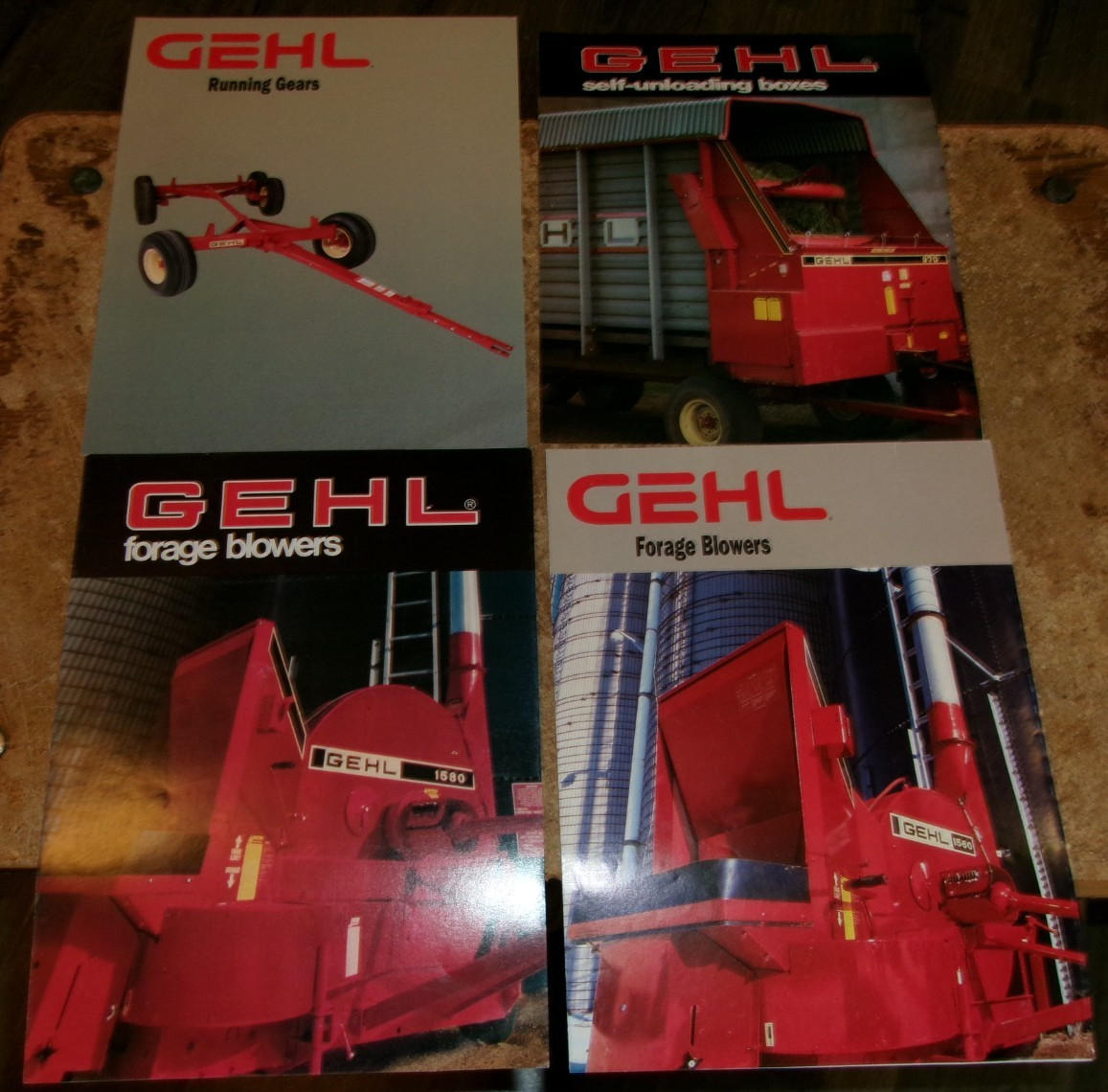 4-lot 1980&rsquo;s-90&rsquo;s gehl forage equipment 1 + 3 page brochures good used