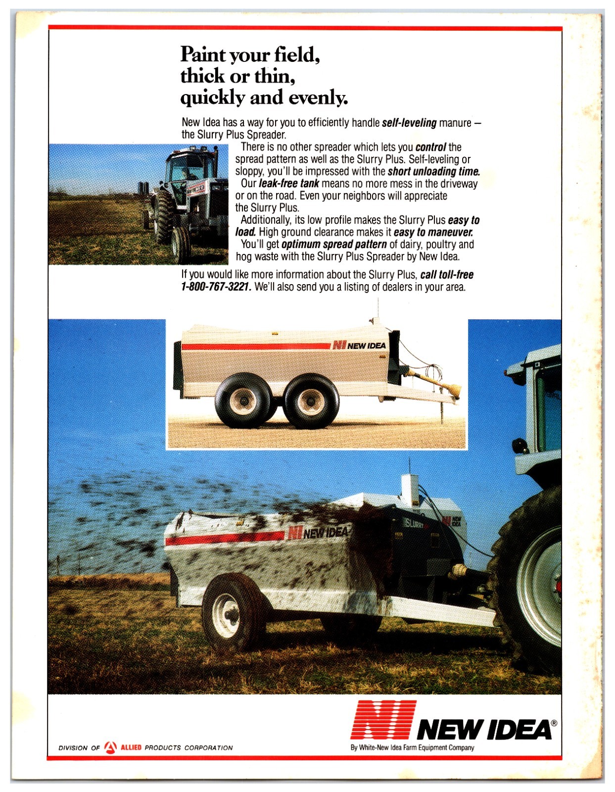 Original 1989 New Idea Manure Spreader Ad- Print Advertisement (8in x 11in)