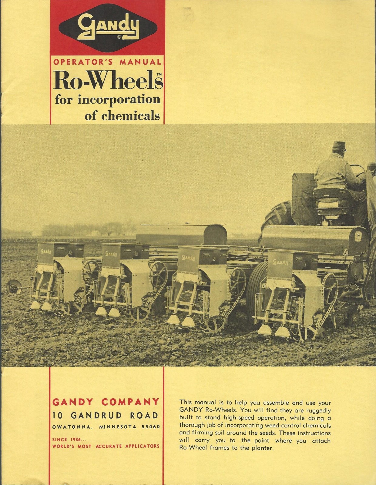 Farm Equipment Brochure – Gandy – Ro Wheels – Operator Manual – 2 items (F6005)