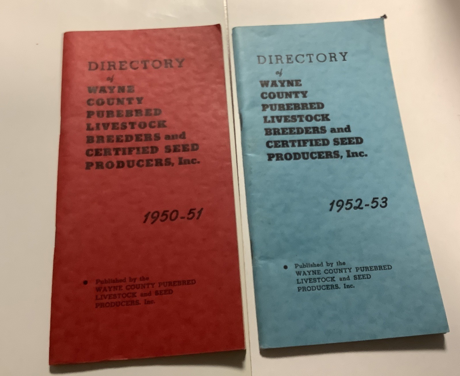 Directory Wayne County Indiana Livestock Breeders Seed Producers 1950-51 1952-53
