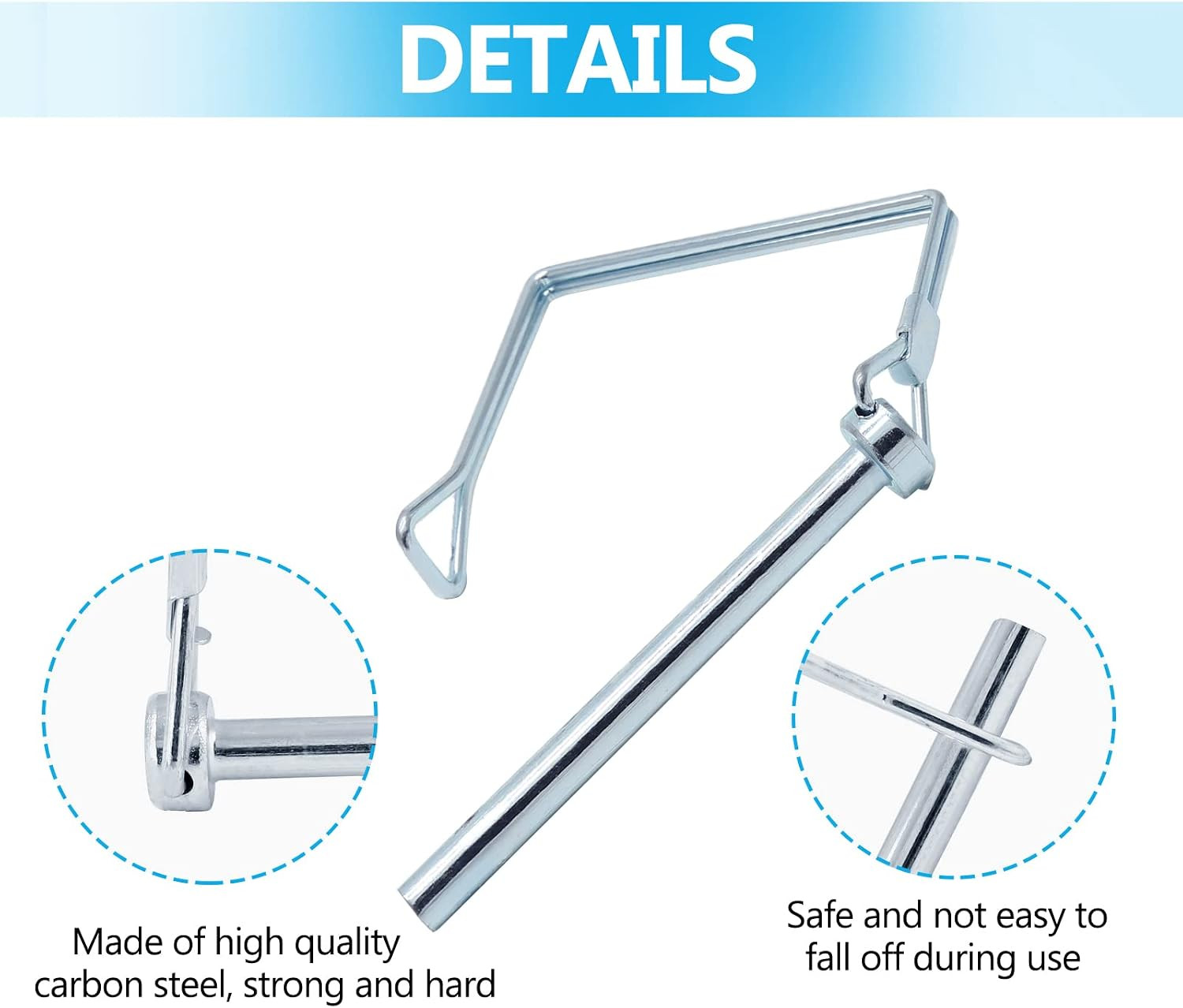10 Pack 1/4&Prime; X 3&Prime; Square Shaft Locking Pin, Heavy Duty Safety Coupler Pin for Tr