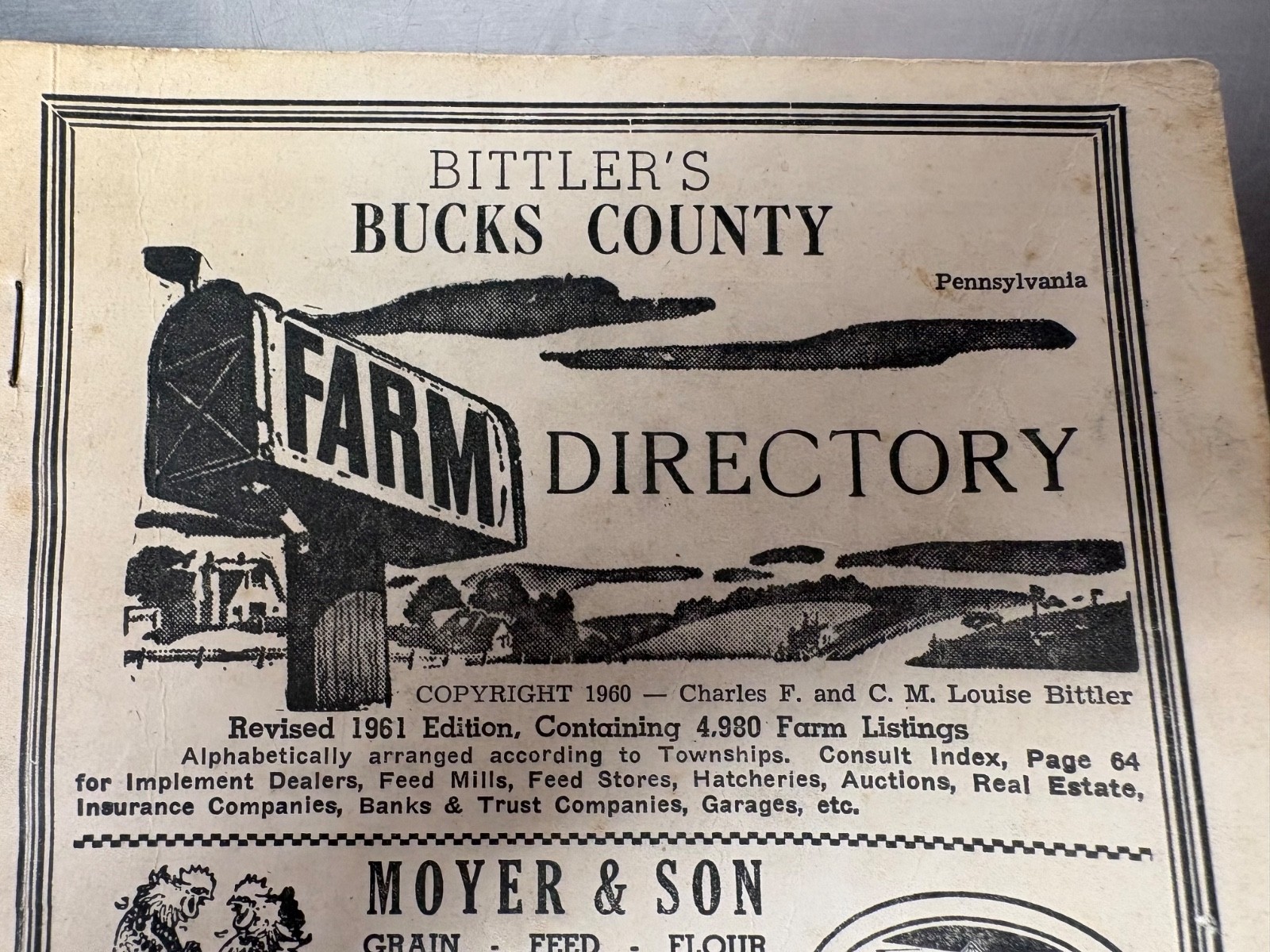 1960 Bitlers Bucks County Pennsylvania Farm Directory
