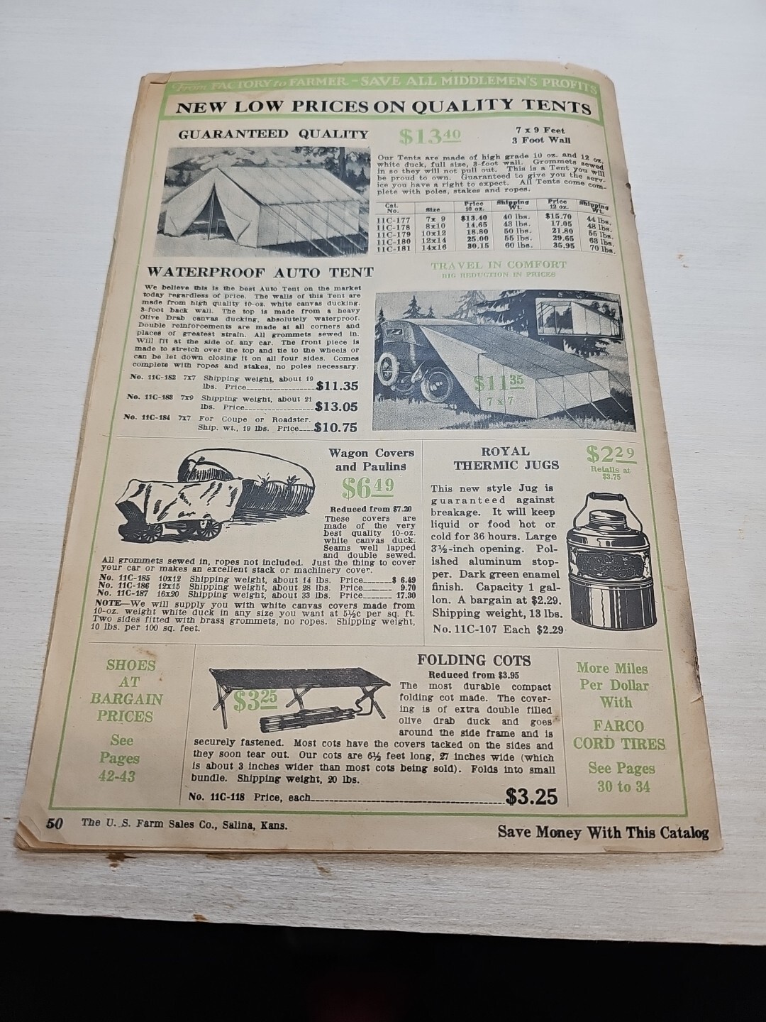 1900s U.S. FARM SALES CO. SALLINA KANSAS CATALOG Farm Sales Catalog Book