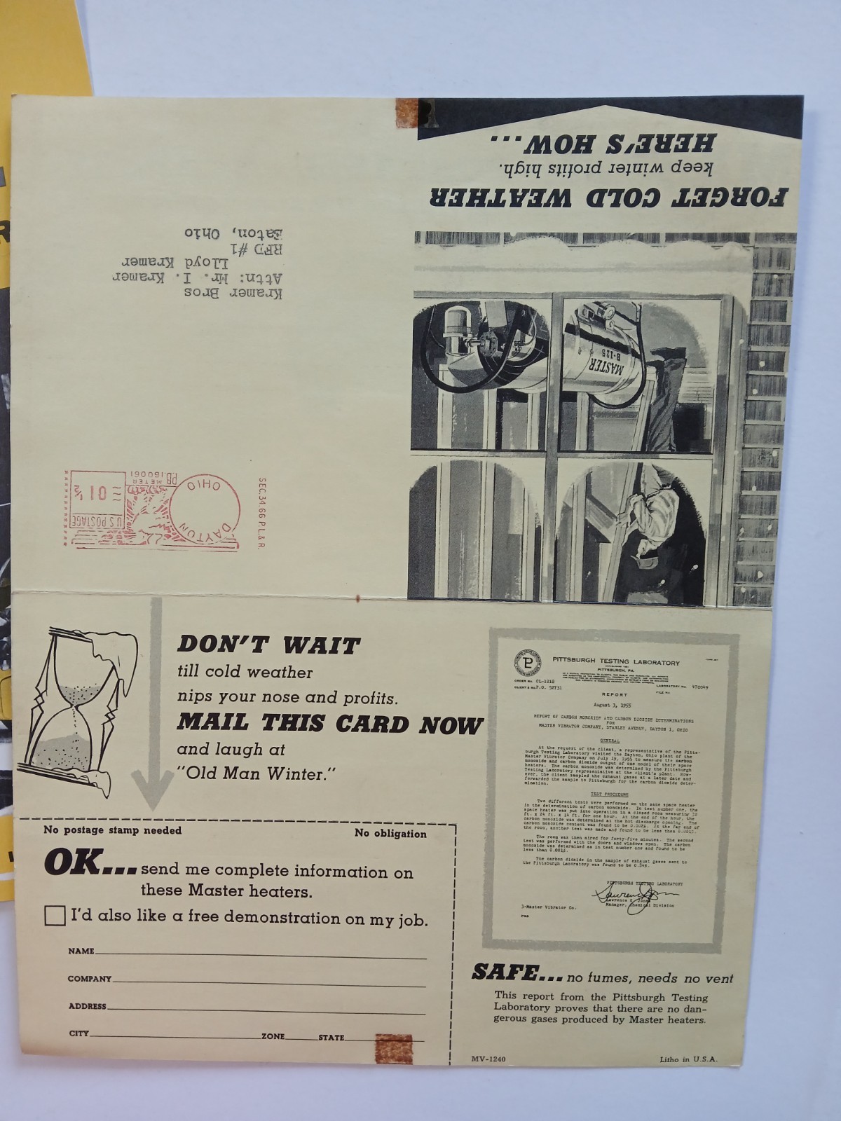 1960s Master Portable Heater ADVERTISING BROCHURE Mailers (2) Vintage