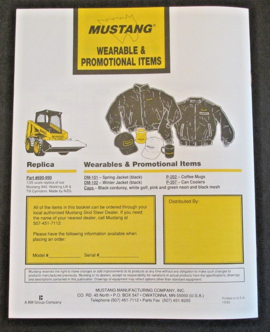 Mustang Accessories Attachments SKID LOADER Kits Dealer Ad Catalog Owatonna MN
