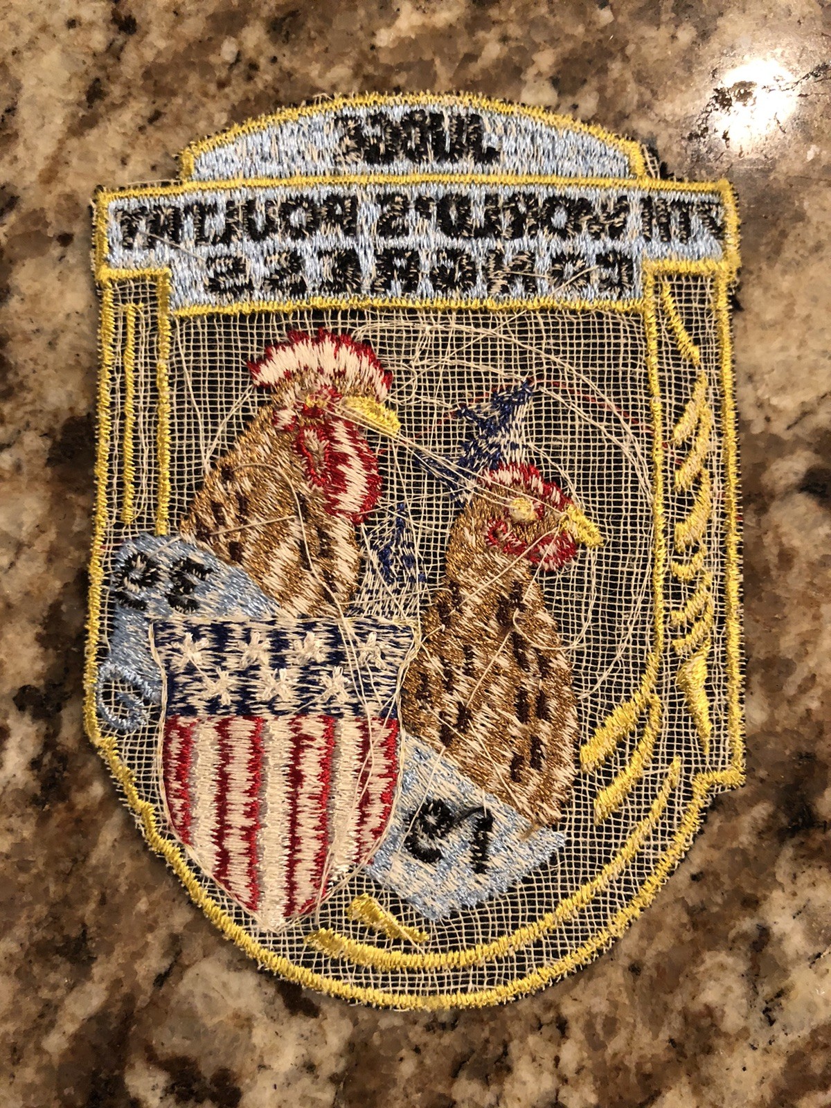 Vintage 1939 7th World’s Poultry Contest Embroidered Patch Chicken Farming Judge