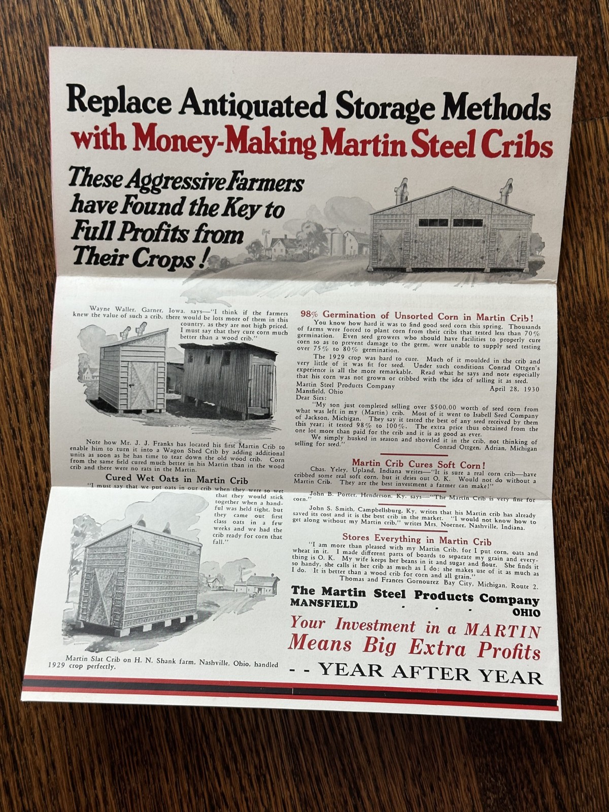 1930s Martin Steel CORN CRIB Farm Advertising Poster Rat Graphic MANSFIELD OH