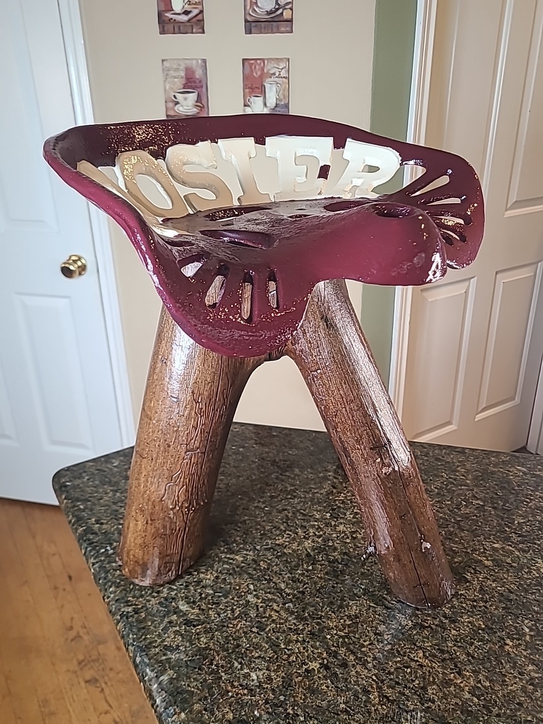 HOOSIER Cast Iron Tractor Seat Custom Made STOOL One Of A Kind IU Colors