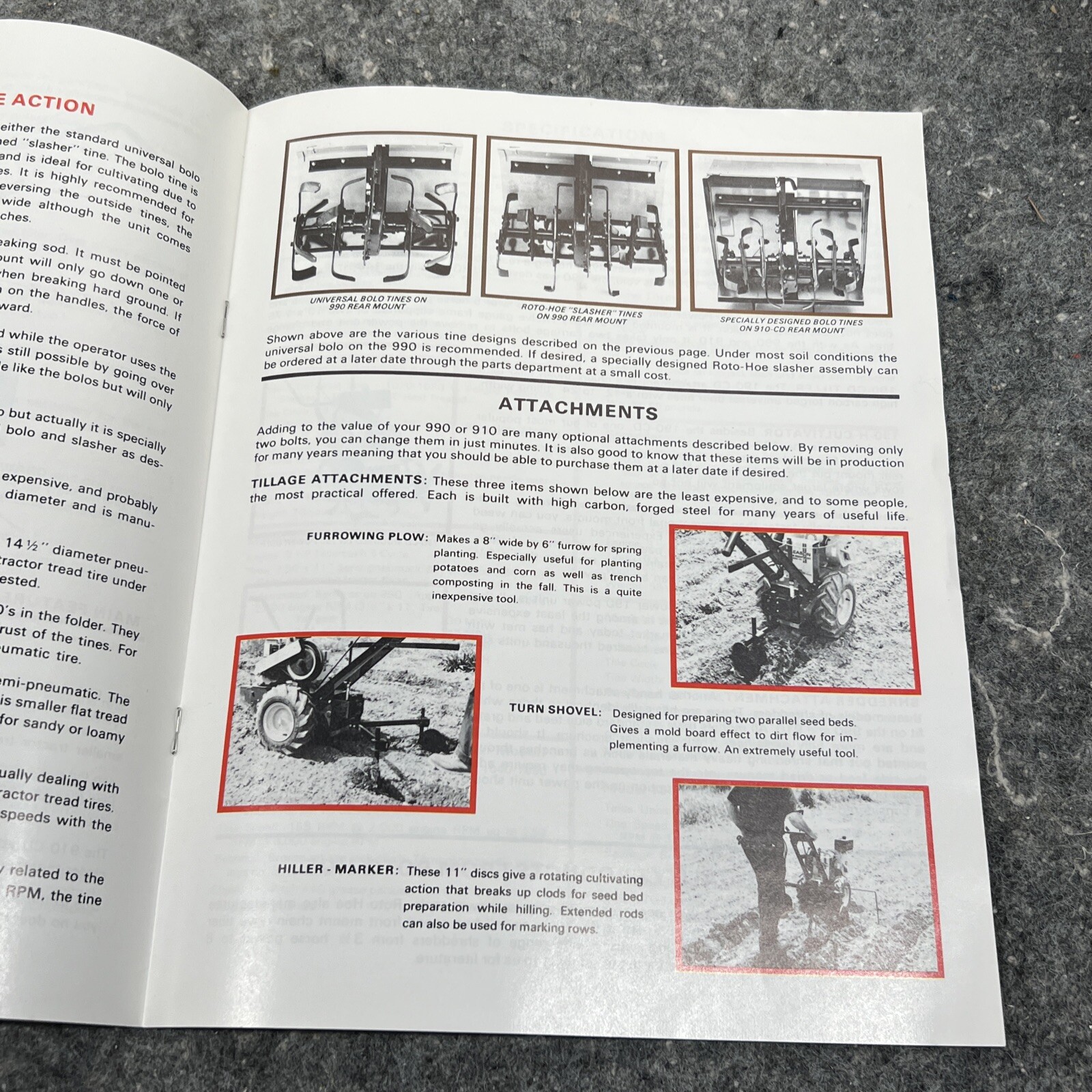 Roto-Hoe 910 990 190 Walk-Behind Tiller Snow Garden Tractor Color Sales Brochure