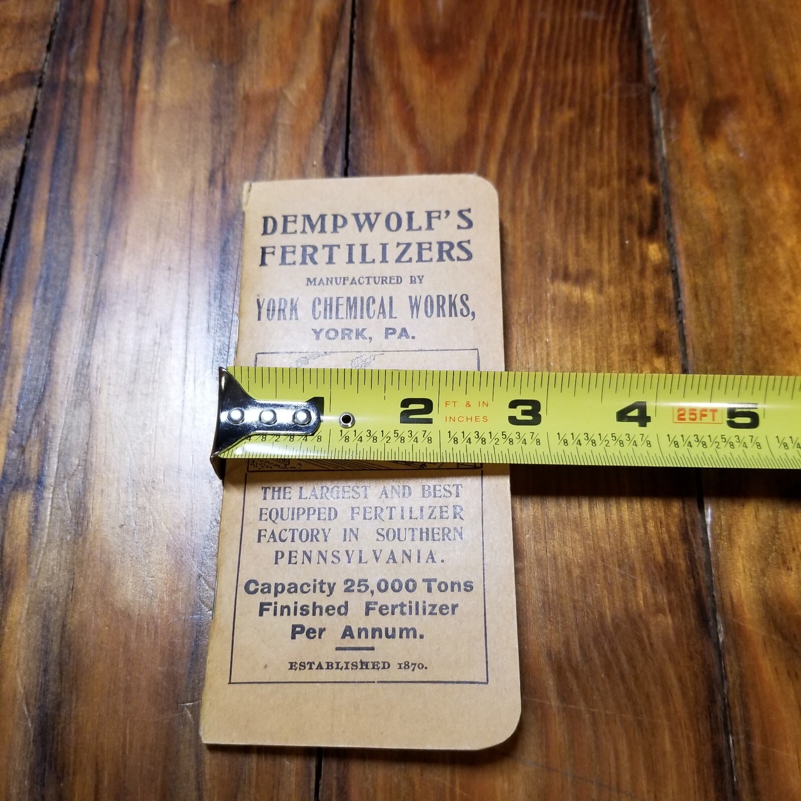 Vtg 1912 Dempwolf&rsquo;s Fertilizers Pocket Notebook York Chemical Works York, Pa CBN