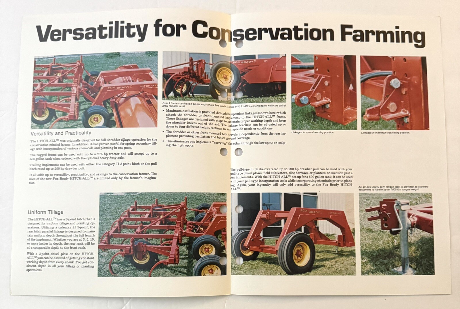 Vintage 1983 Farm Equipment Dealer Brochure Fox Brady Hitch All