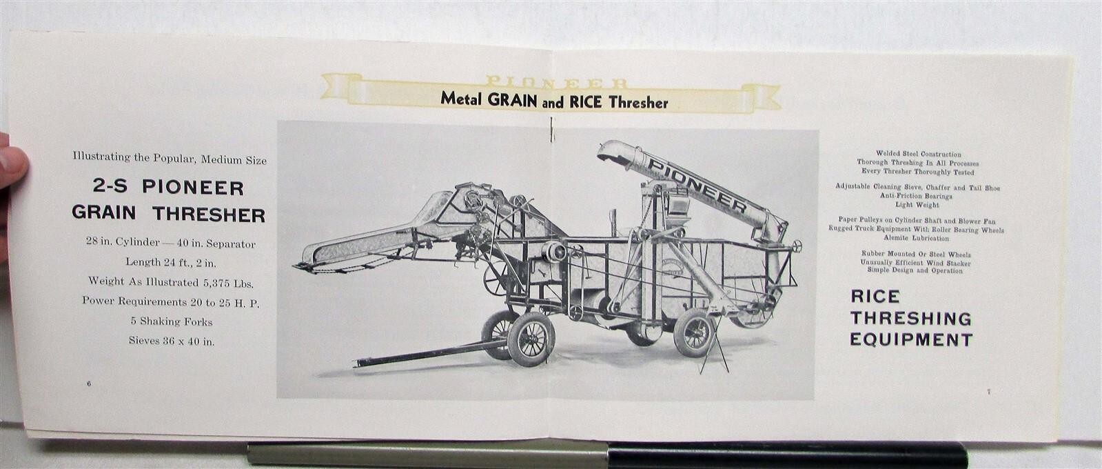 1940s Pioneer Threshers Features Specifications Agricultural Sales Brochure