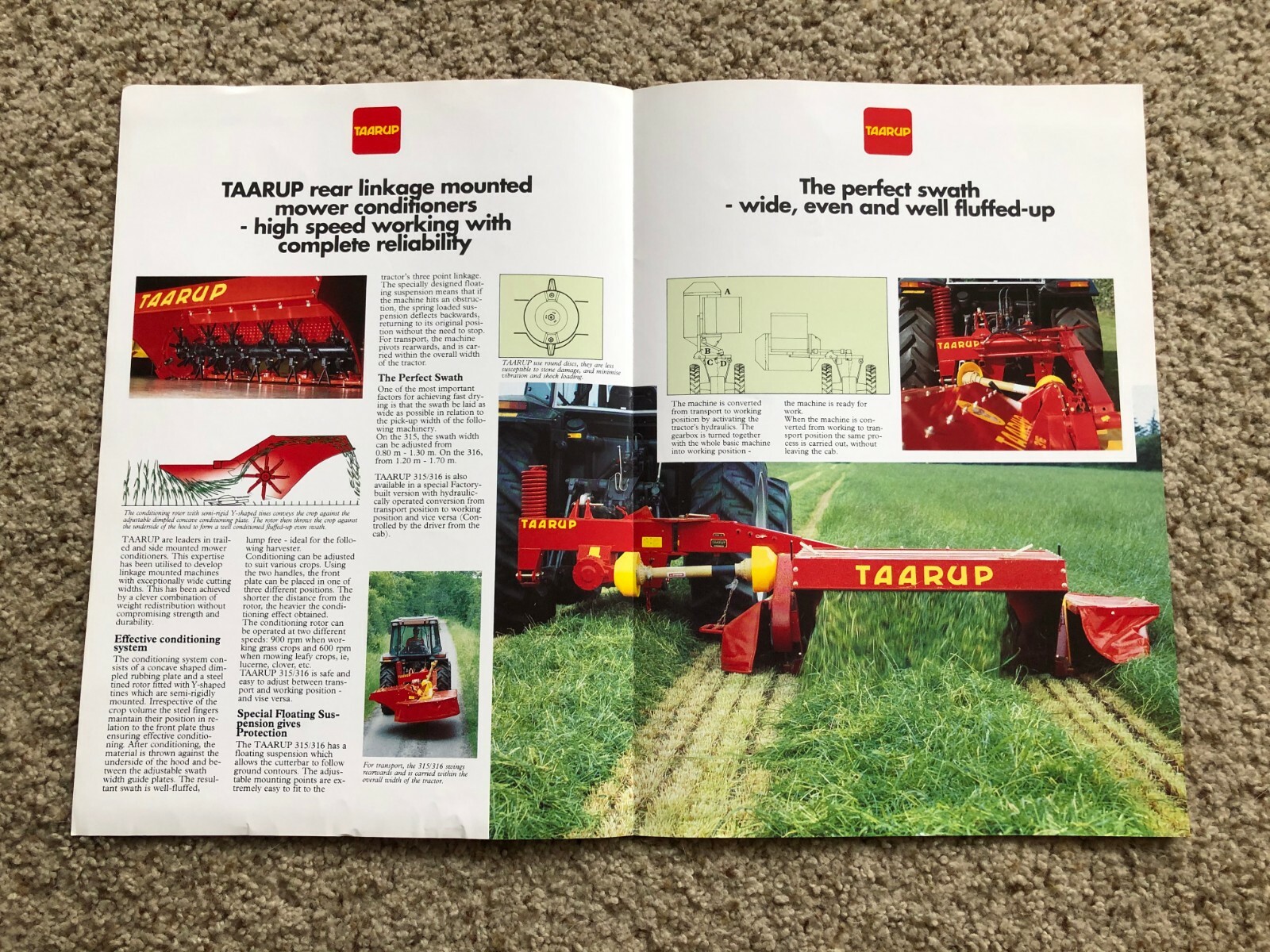 1970s Taarup farm mowers, original sales literature.