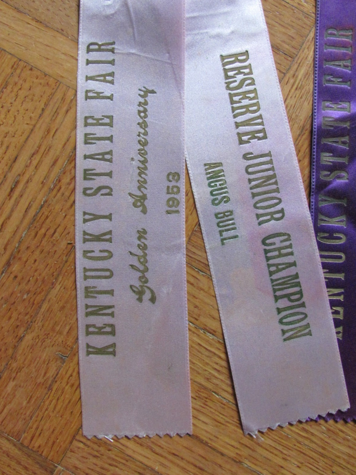 1953 FARM AWARD ANGUS BEEF CATTLE 3 ROSETTE RIBBON KENTUCKY STATE FAIR GOLDEN