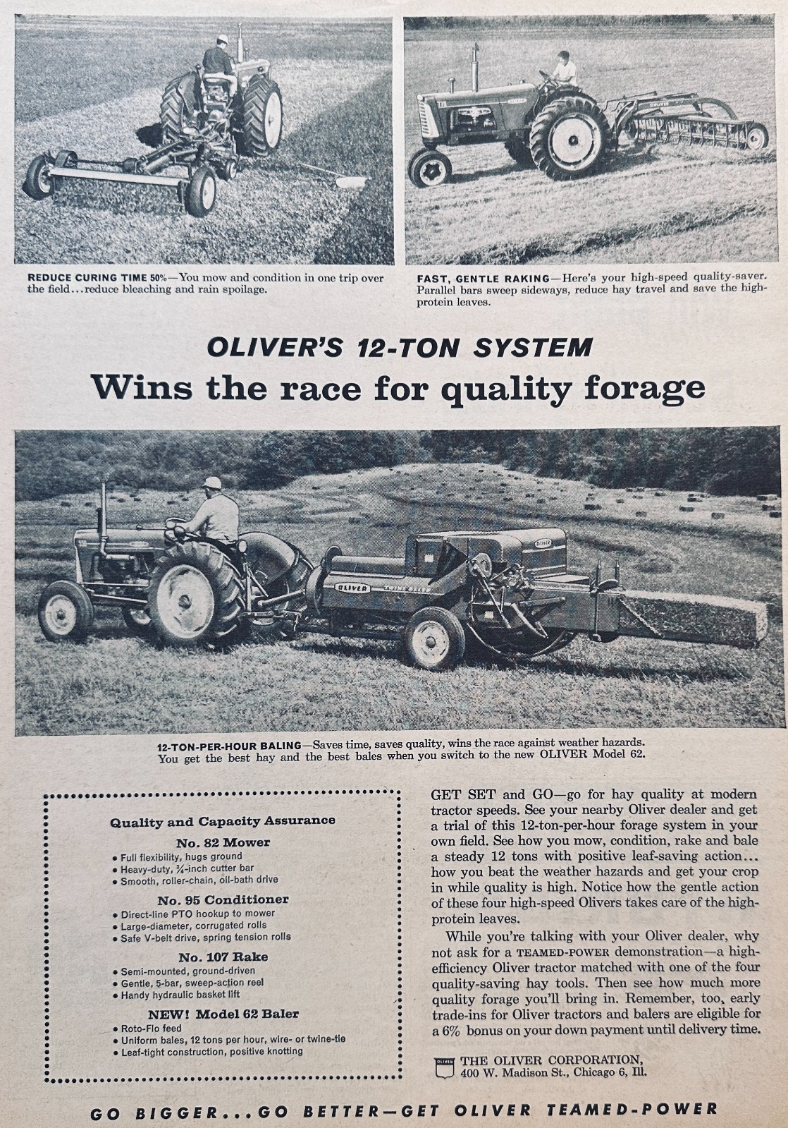 Lot of 3 Early Sixties Oliver Farm Equipment Ads Set #896