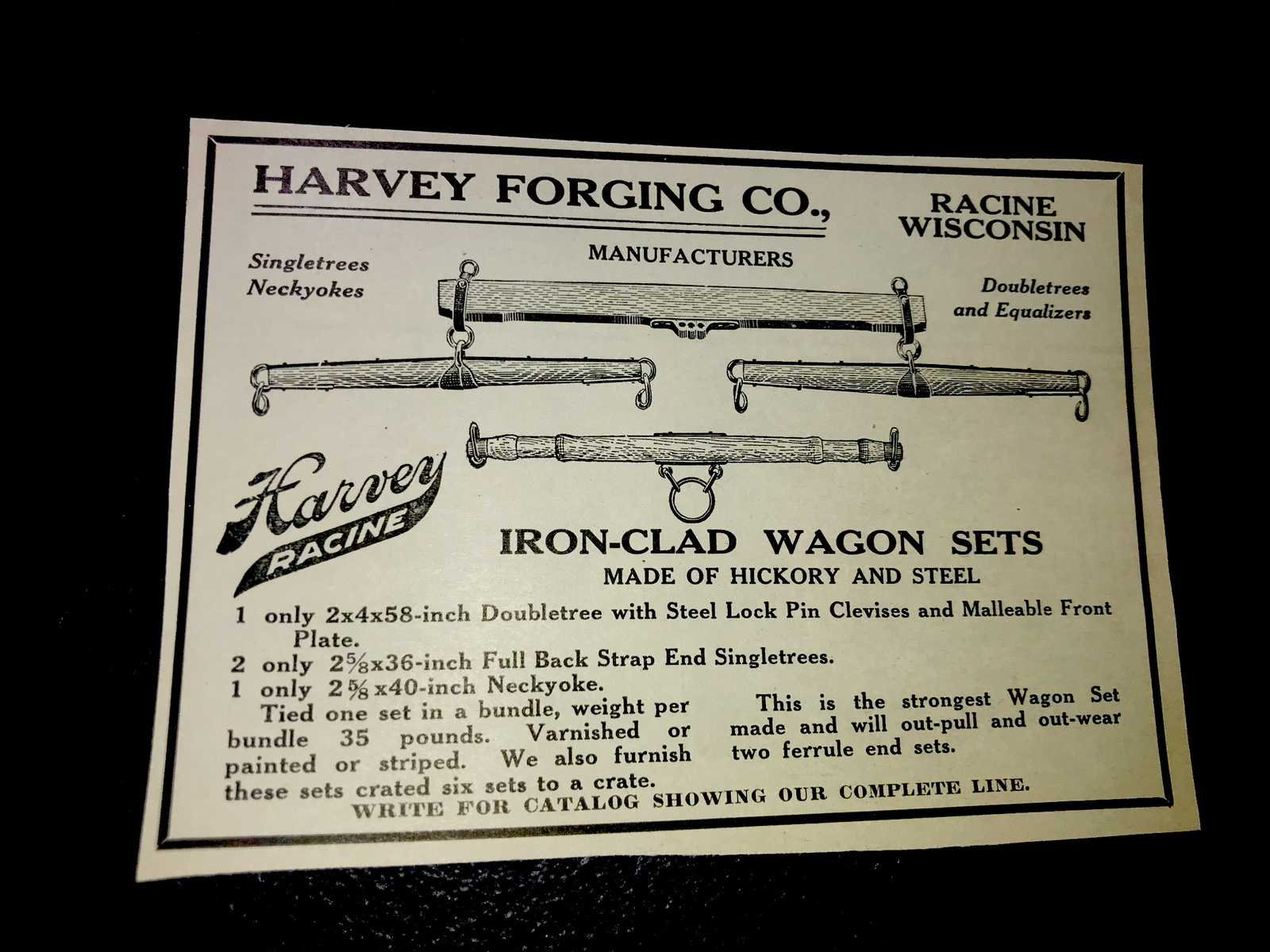 1916 Harvey Forging Wagon Sets Farm Advertising – Racine – Wisconsin