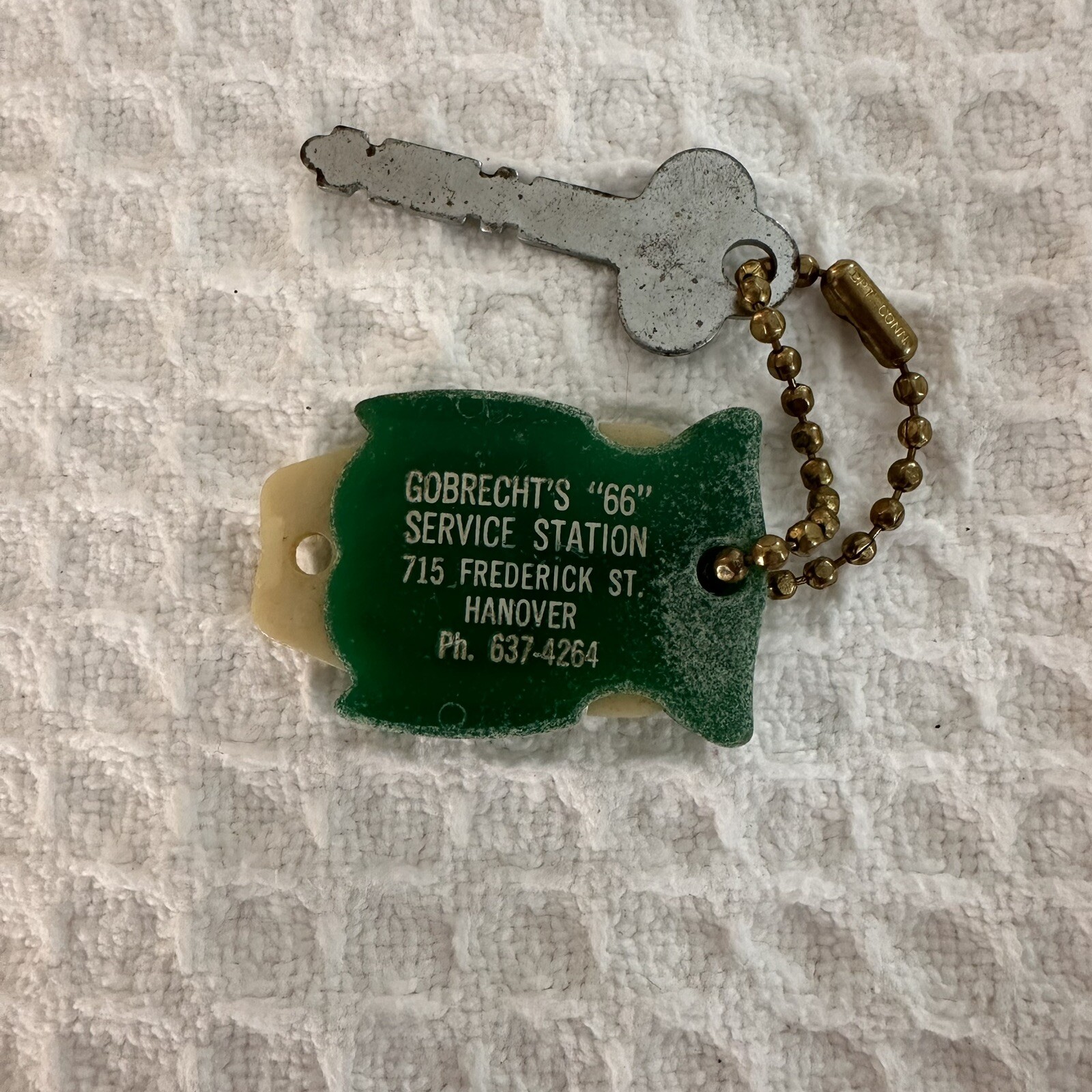 Vtg Hanover Pa Gobrechts 66 Serv Sta Glow In The Dark Keychain Owl Shaped