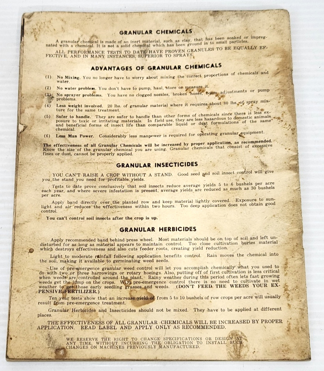Vintage Noble Simul-Caster Insecticide Herbicide Applicator Operator&rsquo;s Manual
