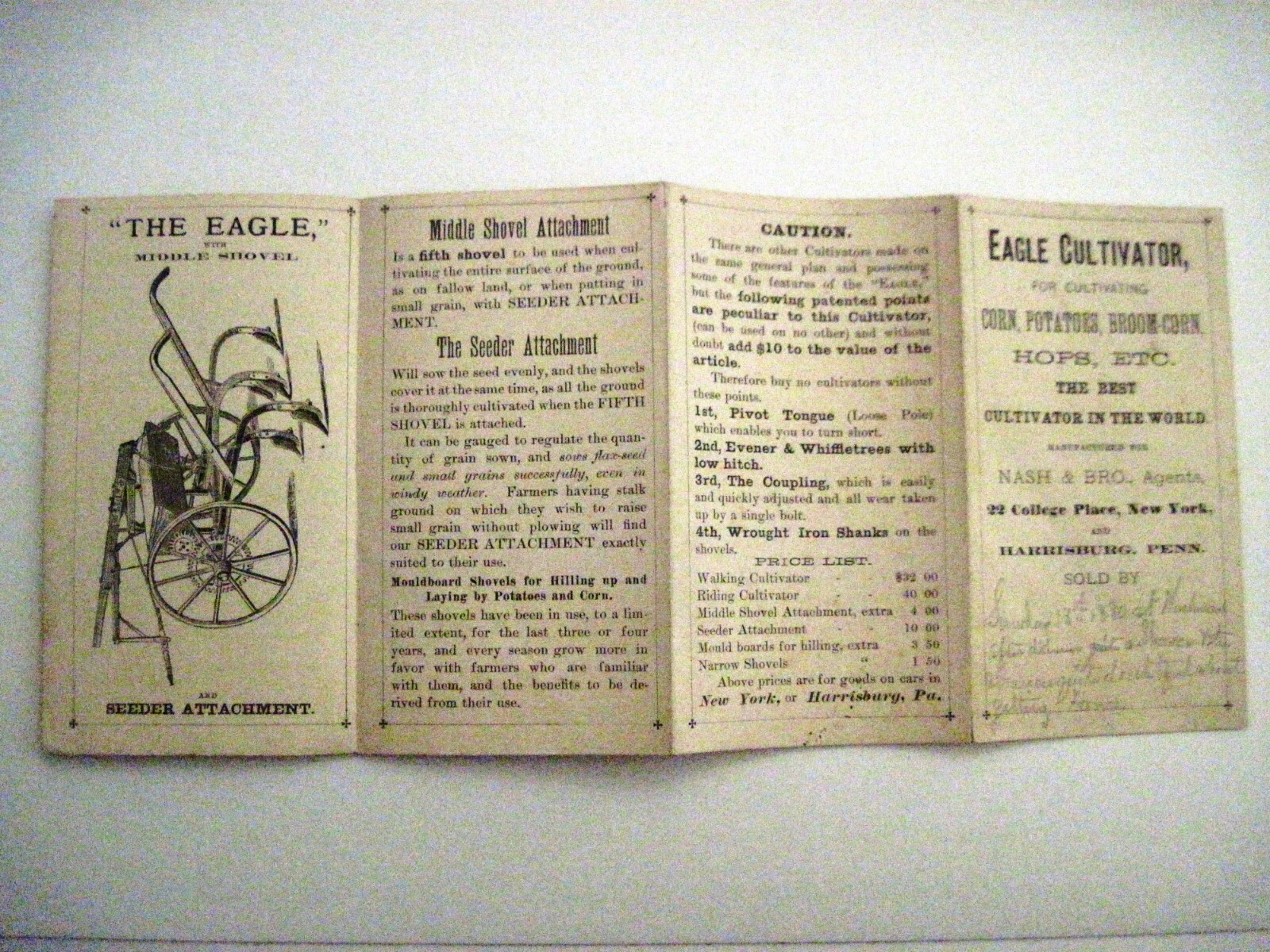 1880 Pull-Out Advertising Brochure for « Eagle Cultivator » w/ Great Pictures *