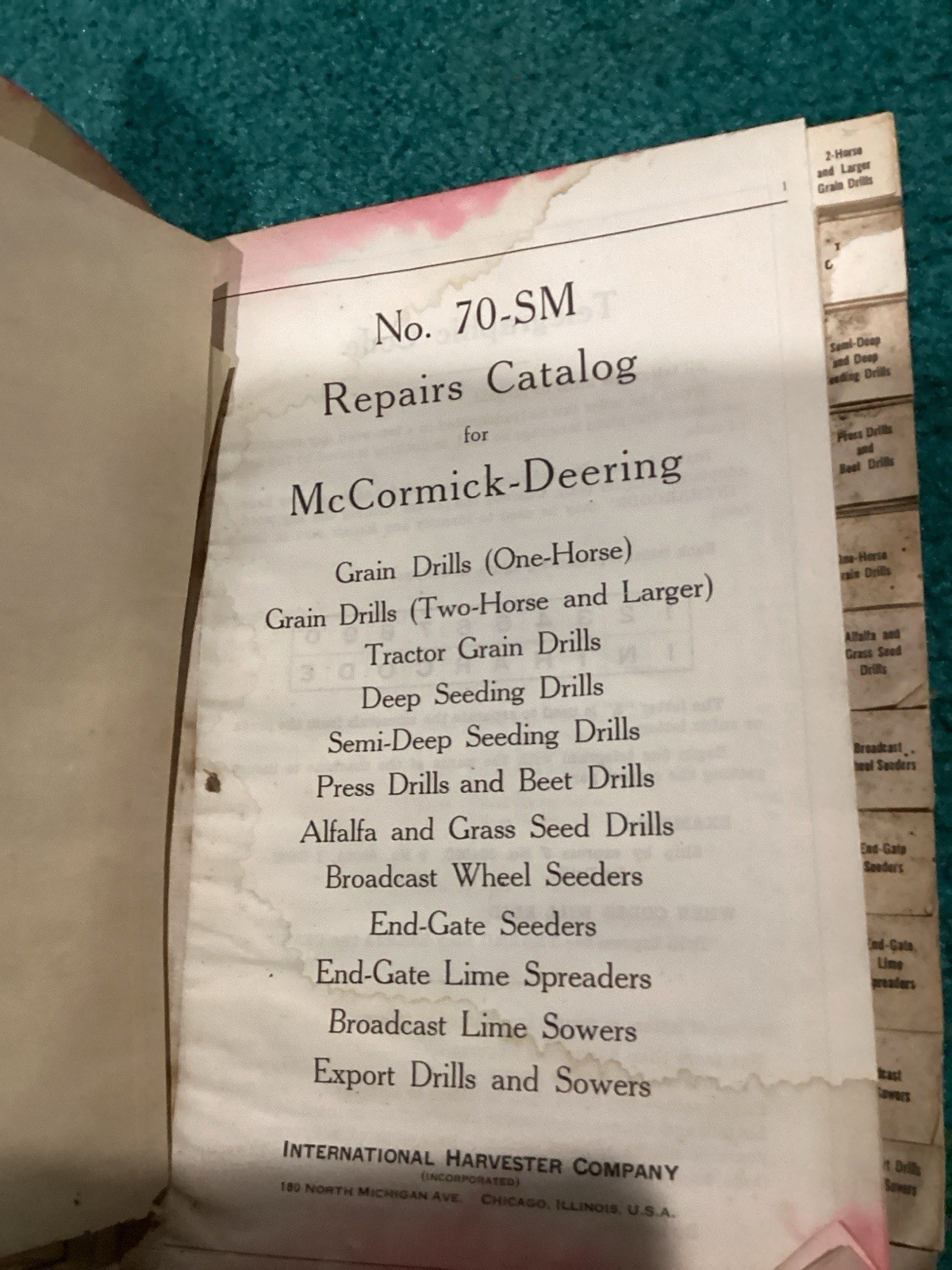 Vintage McCormick-Deering International Repairs Catalog No. 70-SM