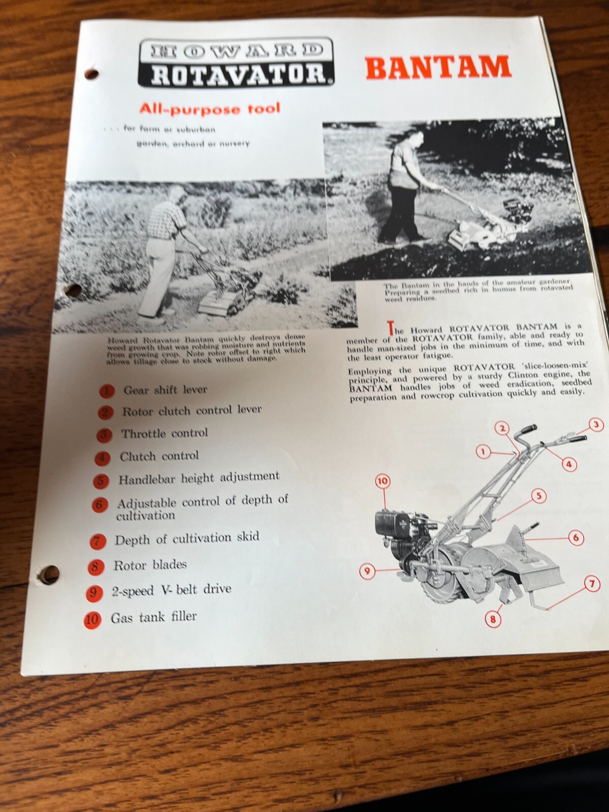 Howard Rotavator Bantam Rototiller Brochure FCCA