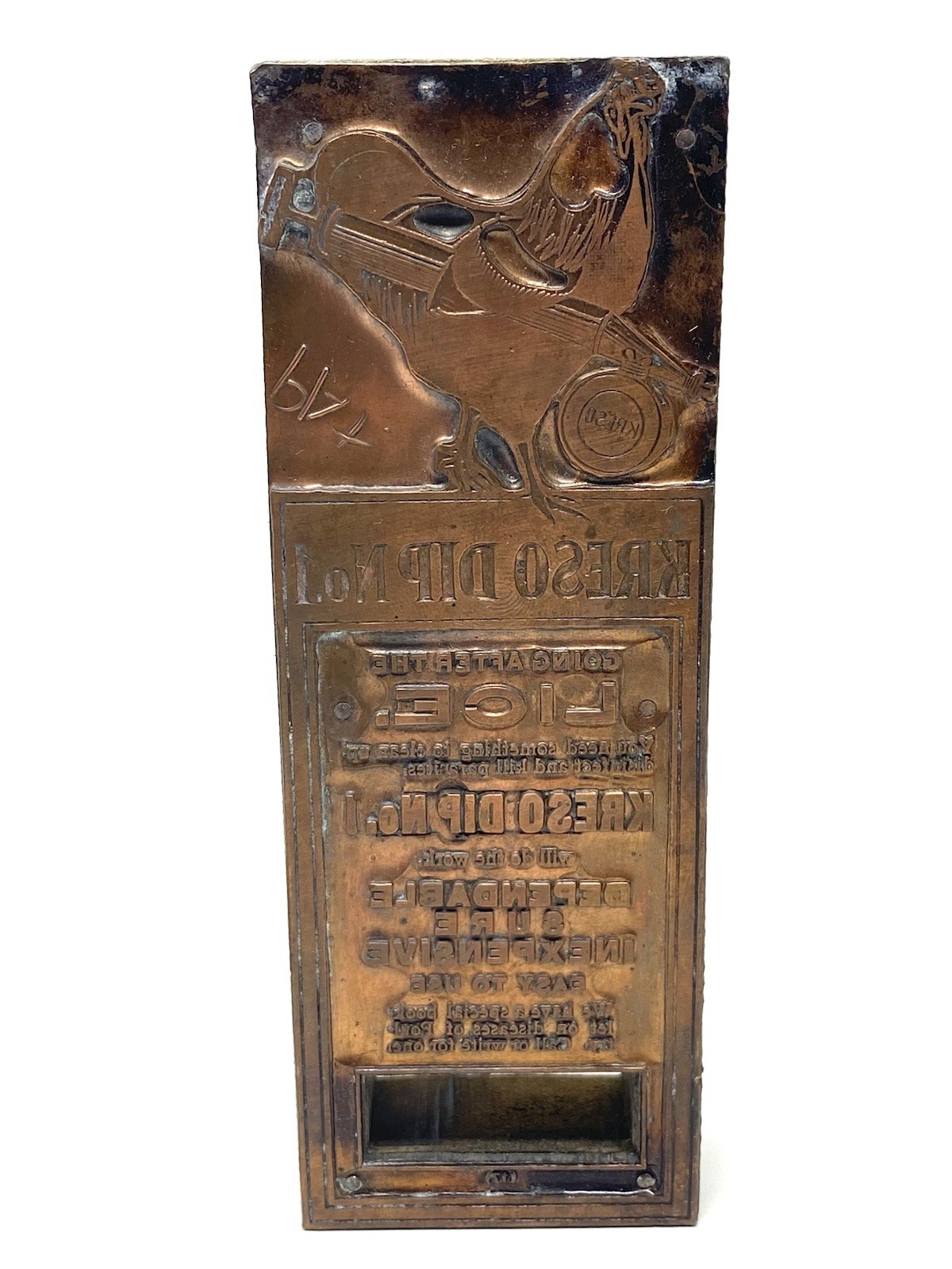 Kreso Dip No.1 Advertising Print Block With Copper Plate Vintage