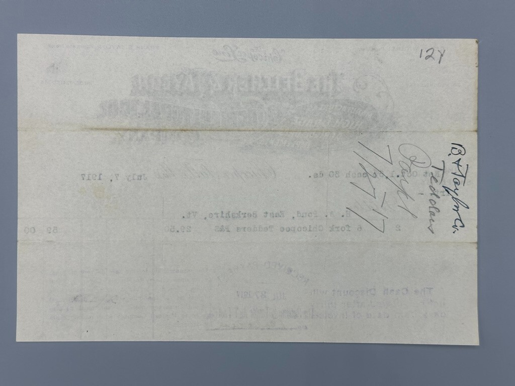 1917 BELCHER & TAYLOR Agricultural Tool FARM Plow Billhead CHICOPEE FALLS MA
