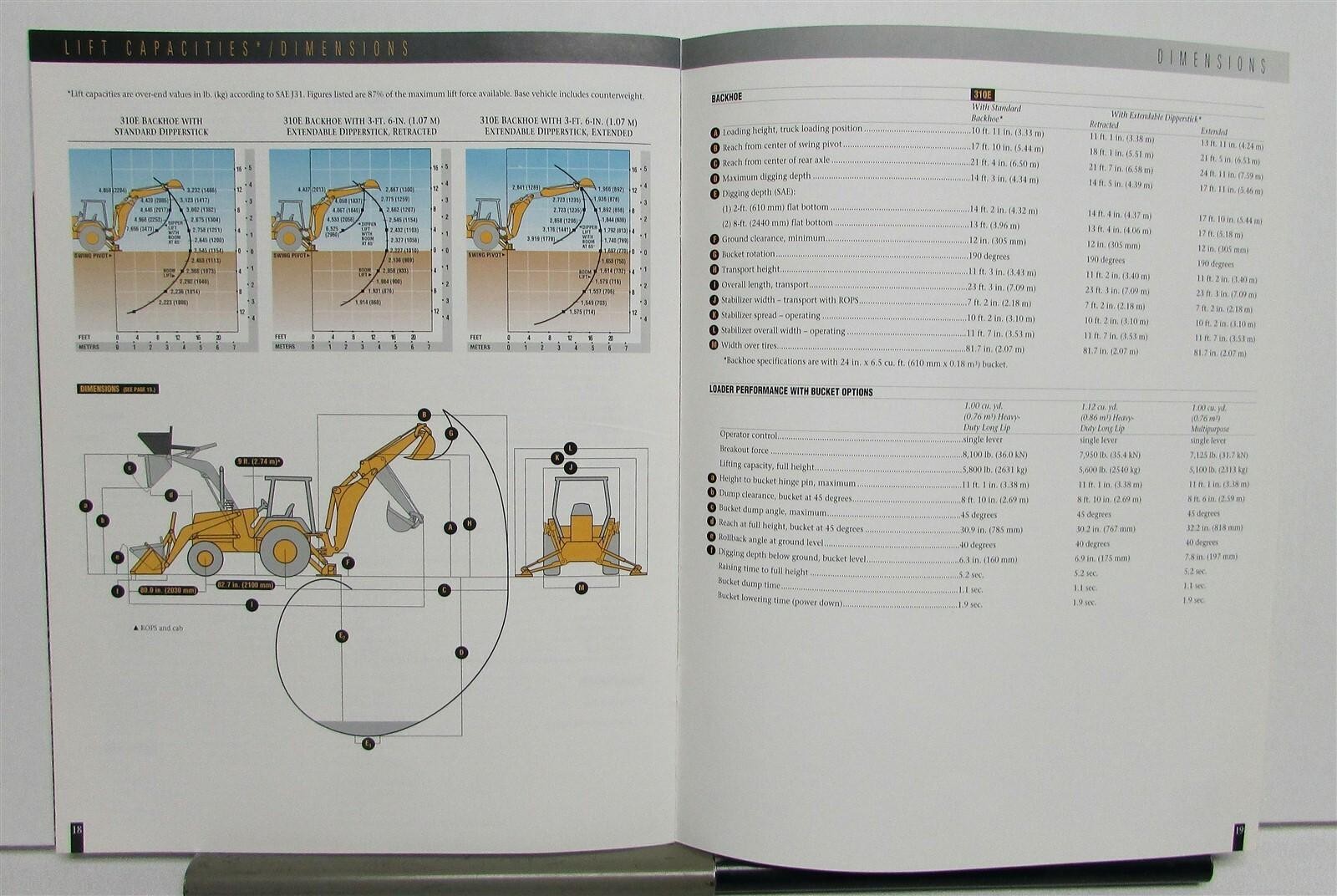 1997 John Deere 310E Backhoe Loader Specifications Construction Brochure